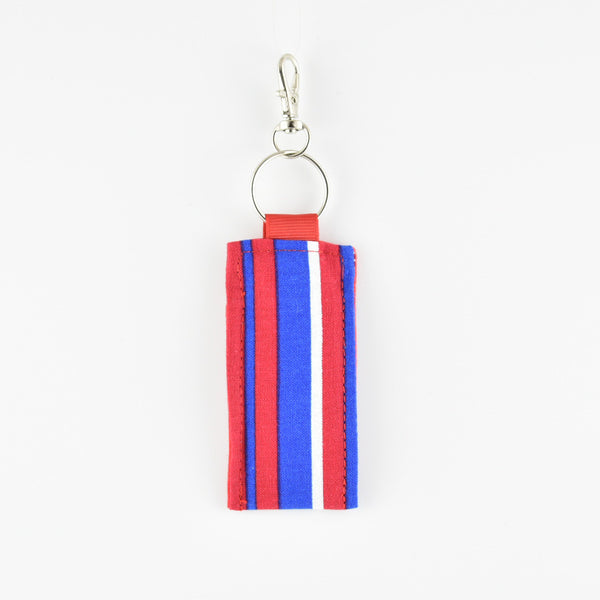 Red, White and Blue Strips with Red Backing Keychain Lip Balm Holder