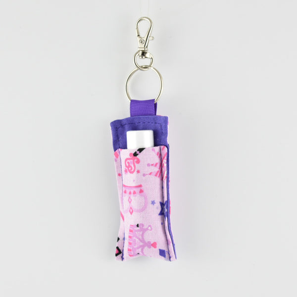 Pink and Purple Princess Keychain Lip Balm Holder