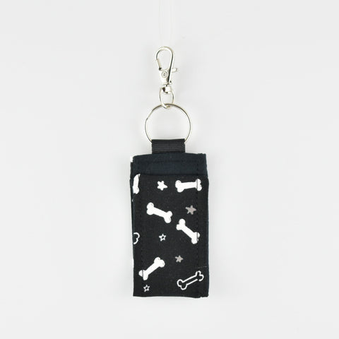 Black & White Bones Keychain Lip Balm Holder