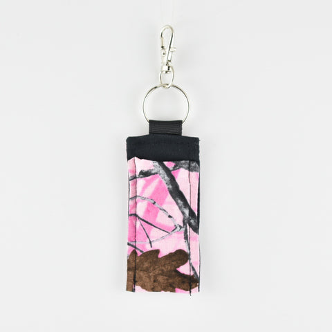 Pink Camo Keychain Lip Balm Holder