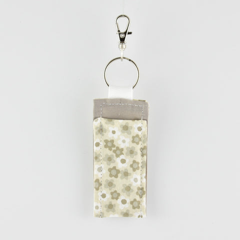 Tan Flowers Keychain Lip Balm Holder